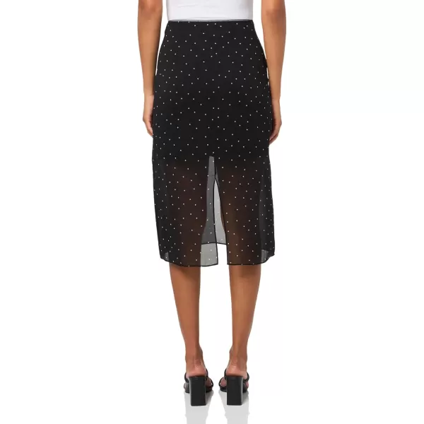 imageVince Womens Sheer Dot Straight SkirtBlackGrey