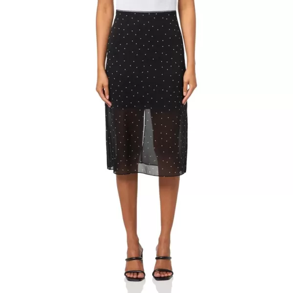 imageVince Womens Sheer Dot Straight SkirtBlackGrey