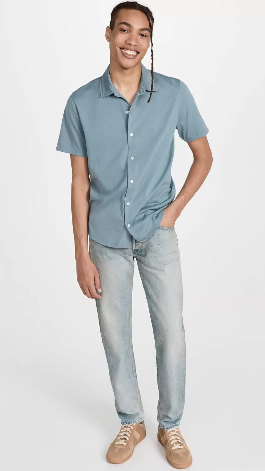 imageVince Mens Button Down ShirtTeal Pool