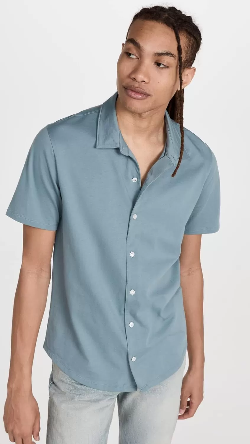imageVince Mens Button Down ShirtTeal Pool