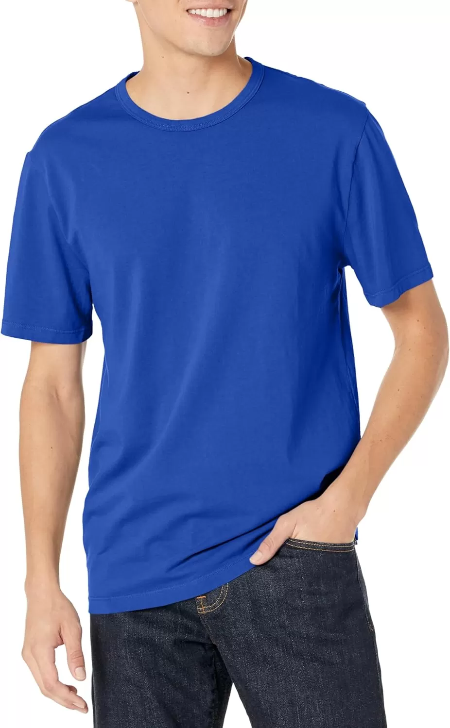 imageVince Mens Garment Dye Short Sleeve CrewWashed Cobalt