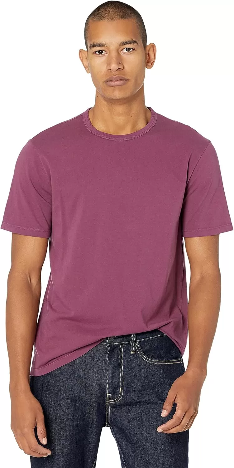 imageVince Mens Garment Dye Short Sleeve CrewWashed Hyperion Berry