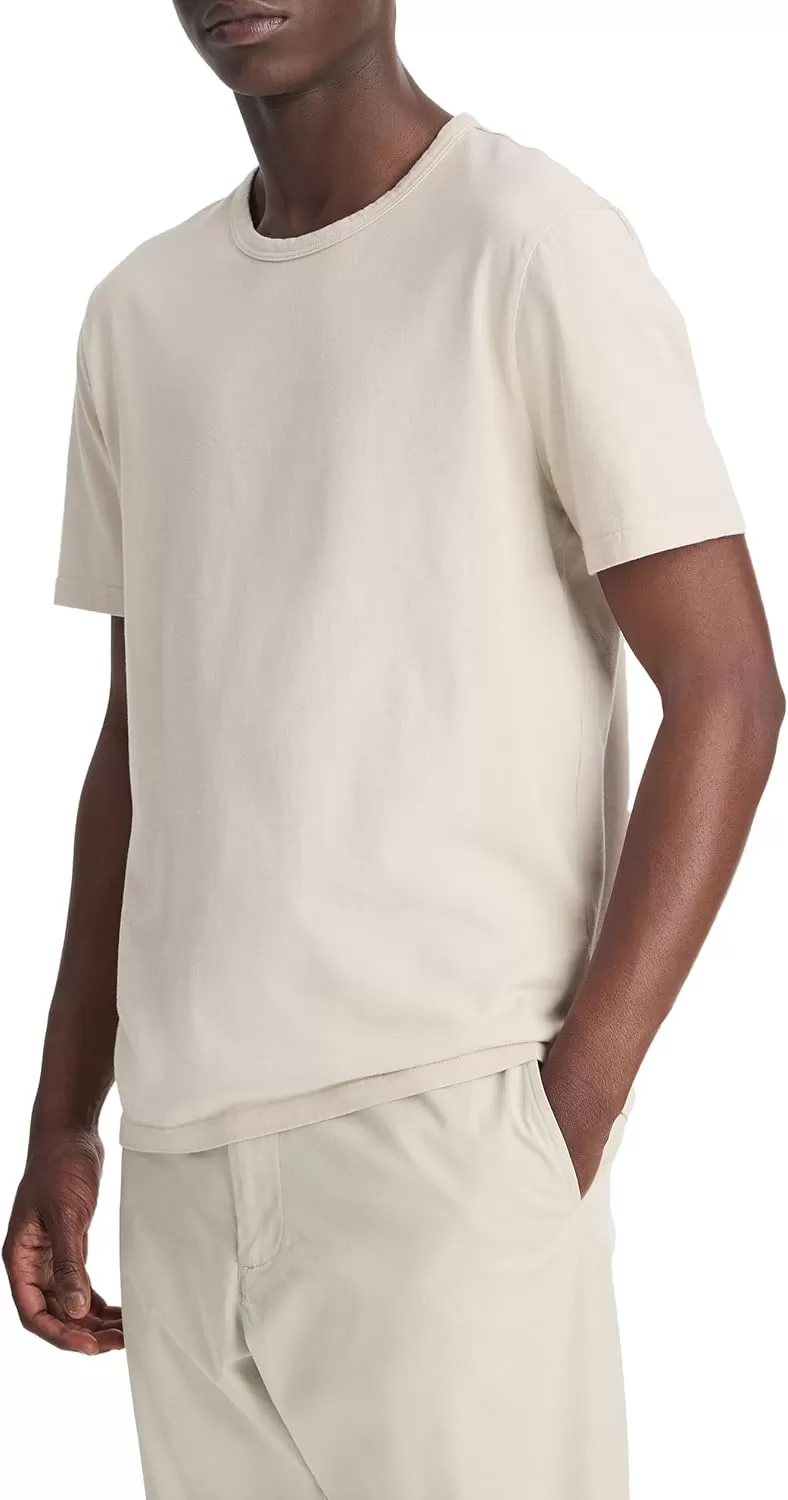 imageVince Mens Garment Dye Short Sleeve CrewWashed Soft Clay