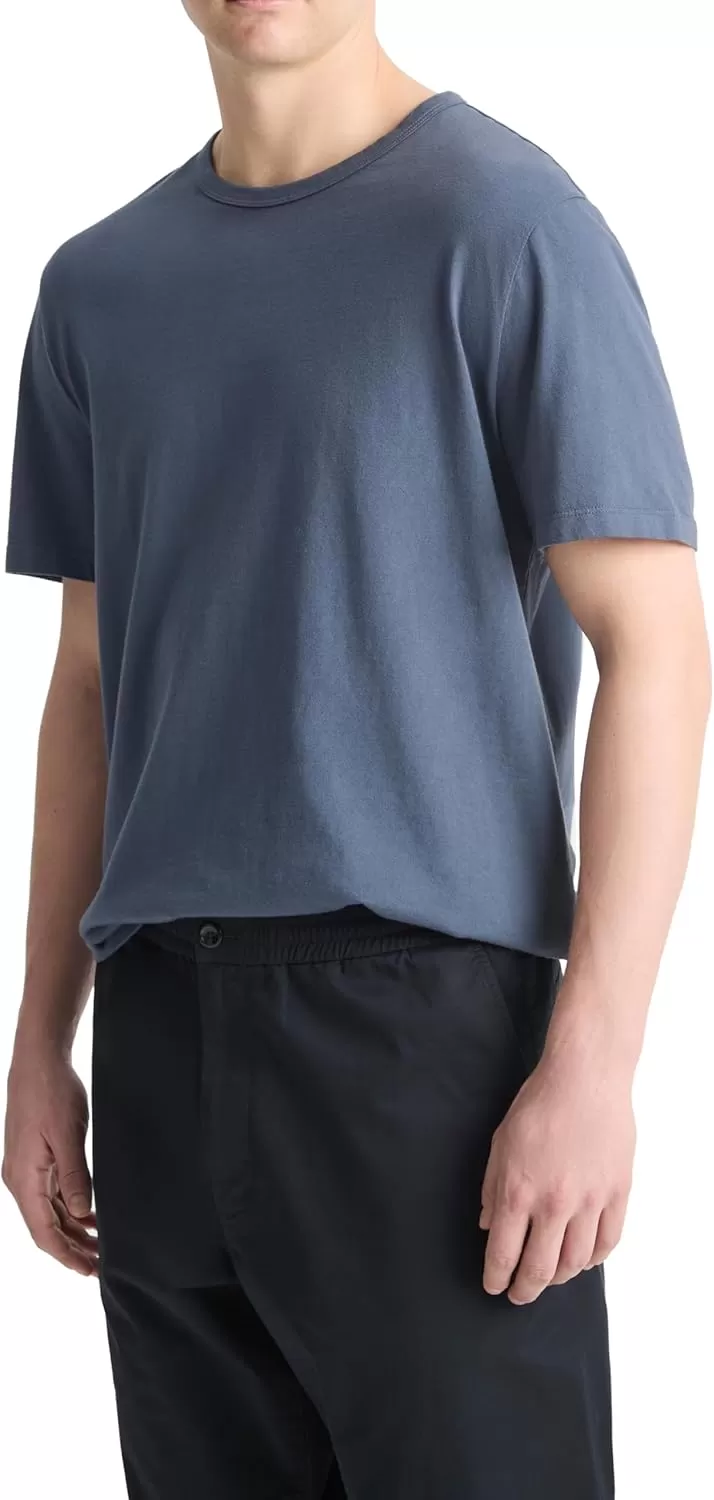 imageVince Mens Garment Dye Short Sleeve CrewWashed Venice Blue