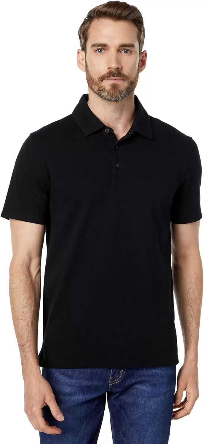 imageVince Mens Garment Dye Short Sleeve PoloTrue Black