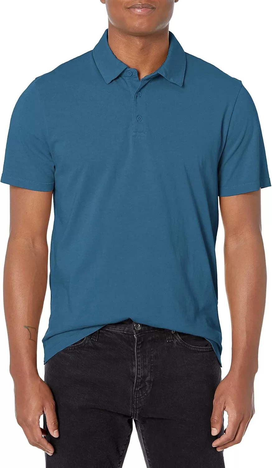 imageVince Mens Garment Dye Short Sleeve PoloWashed Brisk Blue