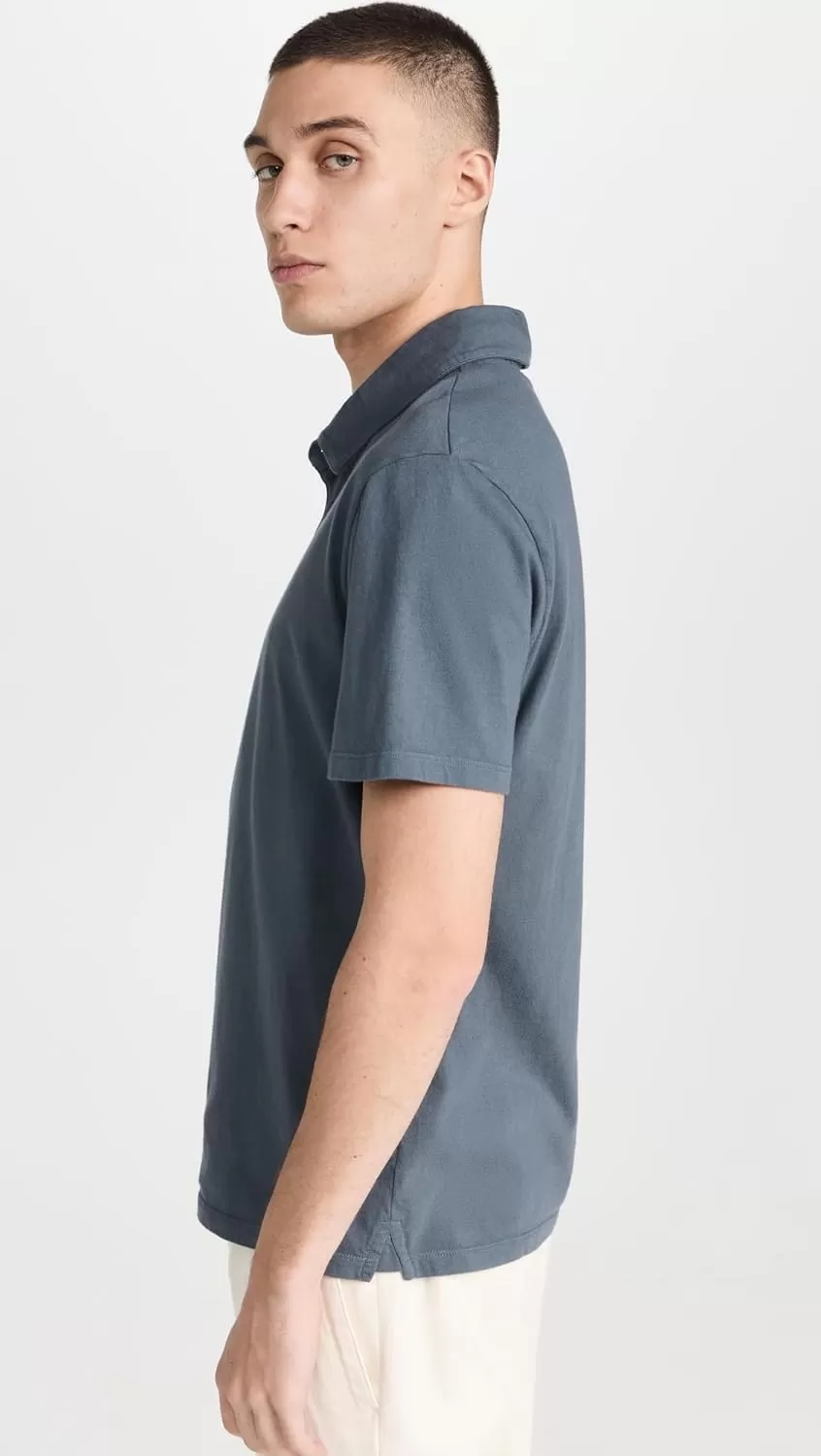 imageVince Mens Garment Dye Short Sleeve PoloWashed Night Sky