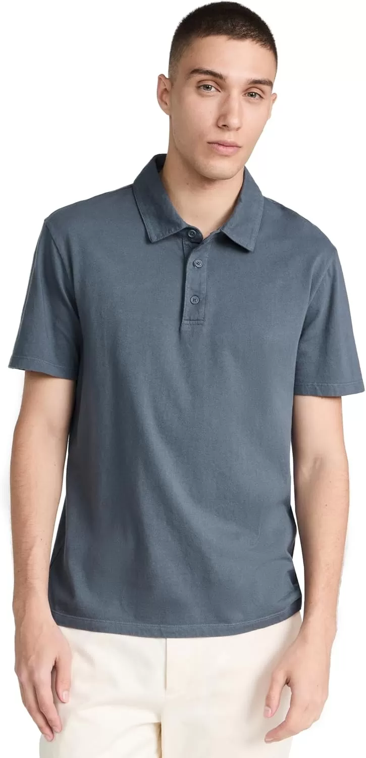 imageVince Mens Garment Dye Short Sleeve PoloWashed Night Sky