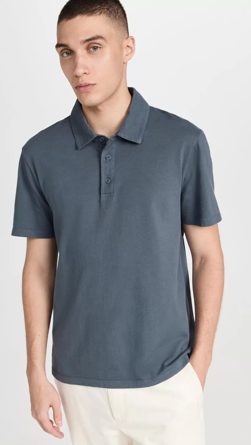 imageVince Mens Garment Dye Short Sleeve PoloWashed Night Sky