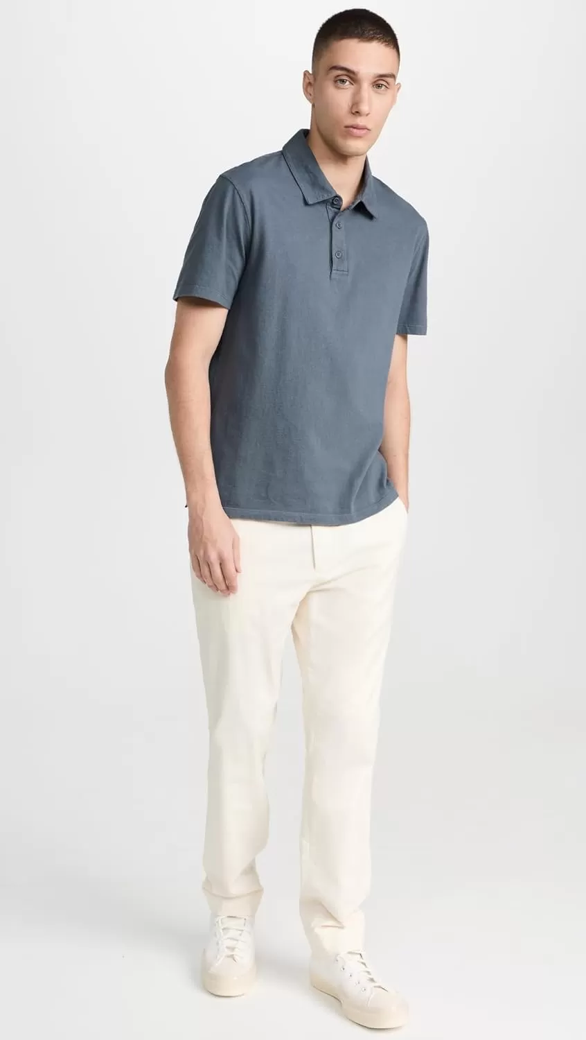 imageVince Mens Garment Dye Short Sleeve PoloWashed Night Sky