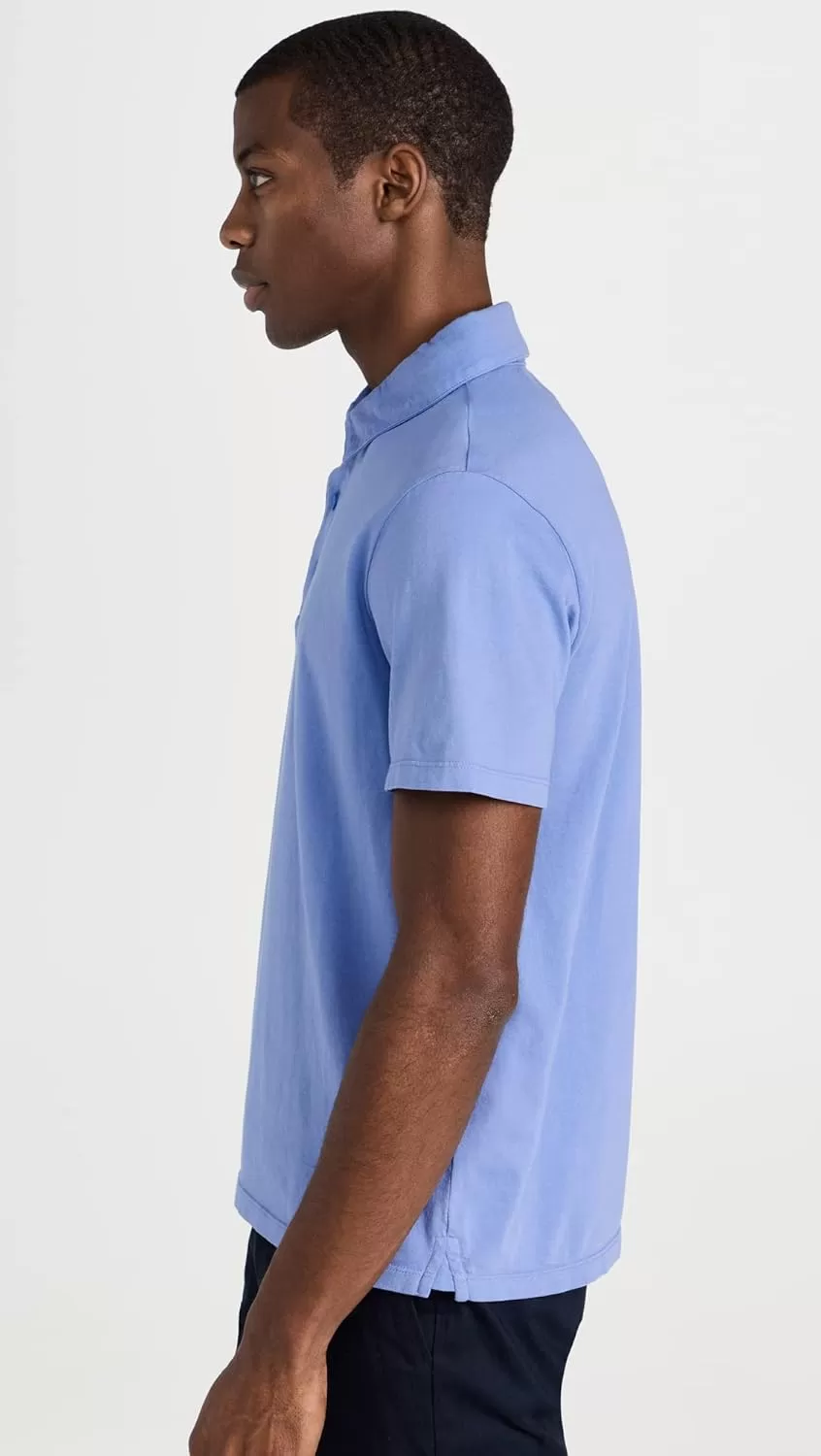 imageVince Mens Garment Dye Short Sleeve PoloWashed Periwinkle