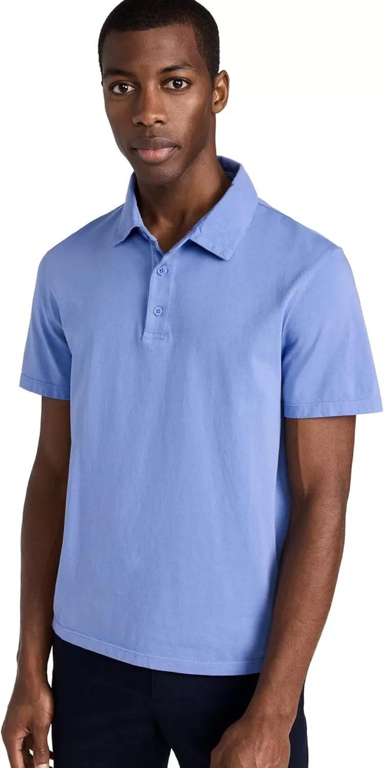 imageVince Mens Garment Dye Short Sleeve PoloWashed Periwinkle