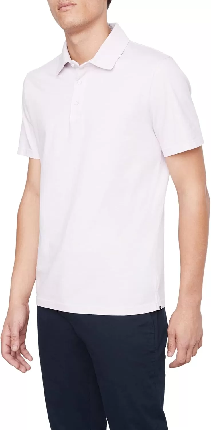 imageVince Mens Garment Dye Short Sleeve PoloWashed Rose Quartz