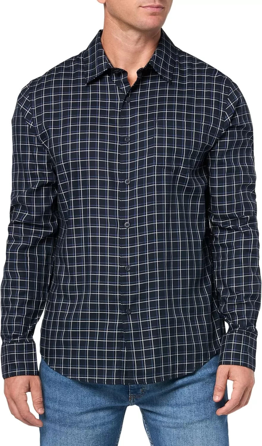 imageVince Mens Inez Plaid ShirtCoastalFaded Cobalt
