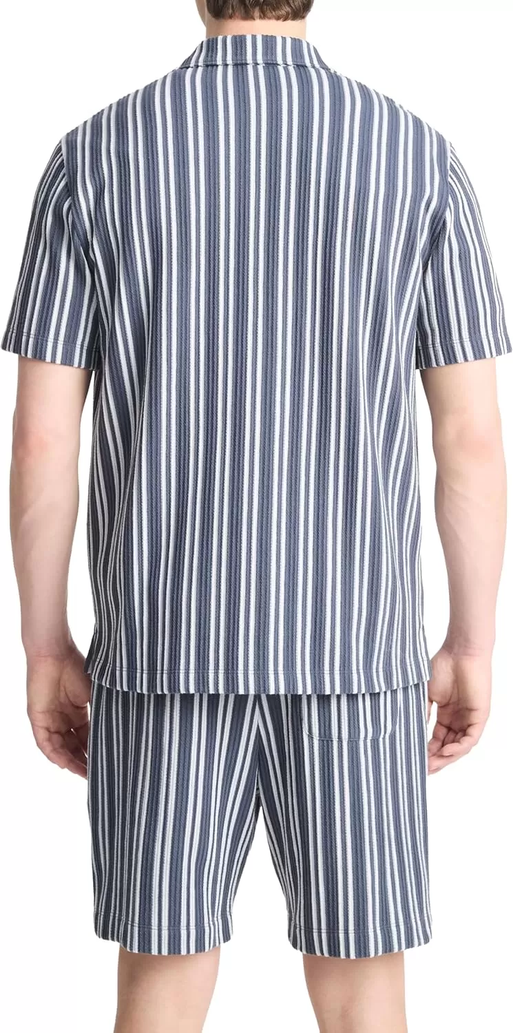 imageVince Mens Jacquard Stripe Button Down ShirtVenice BlueBlue Cloud