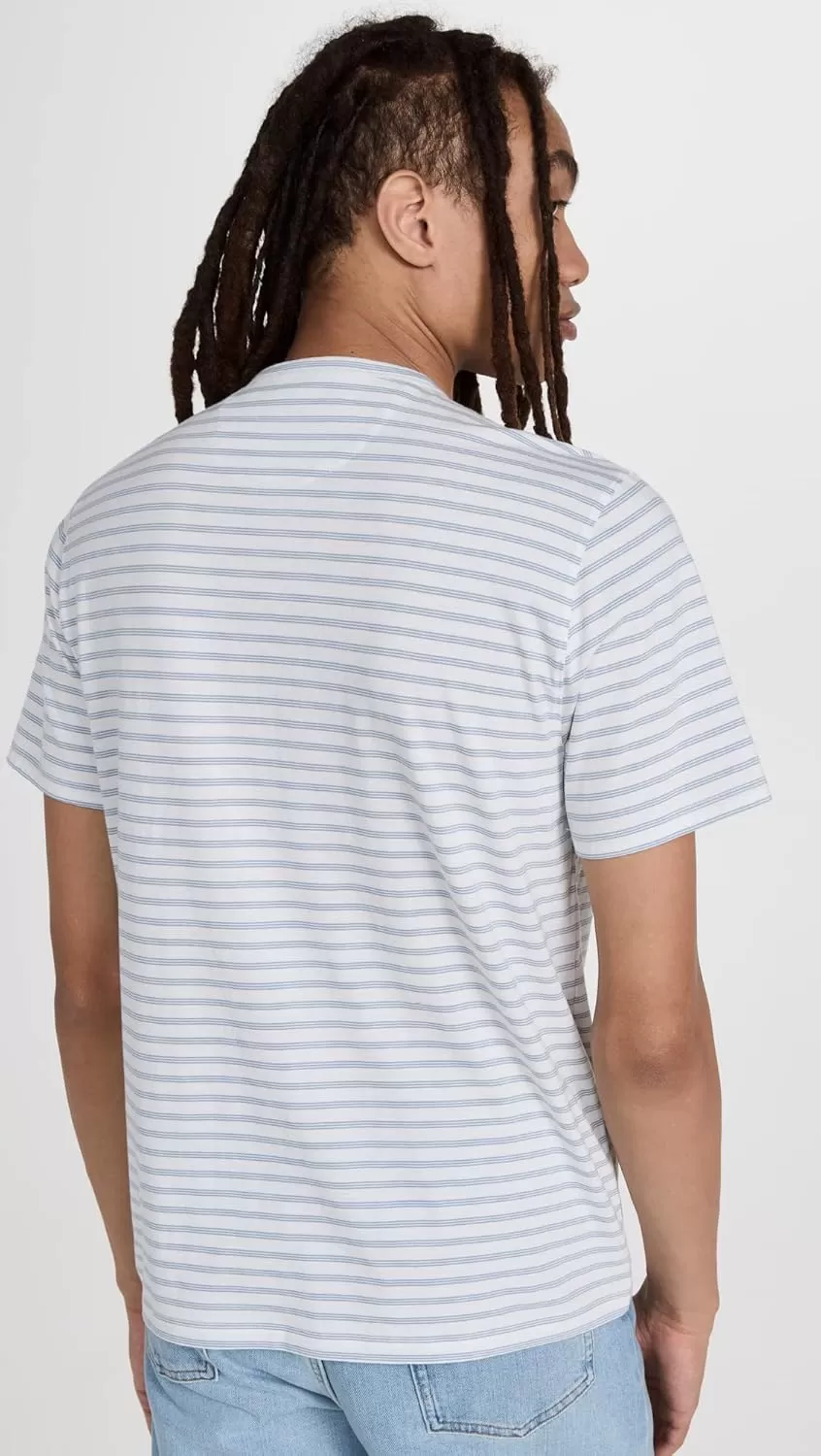 imageVince Mens NEP Stripe Henley TeeChalk BlueOff White