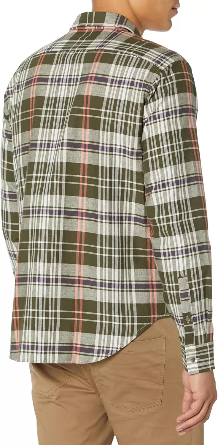 imageVince Mens Santa Barbara Plaid LSOlive CoveDesert Sky