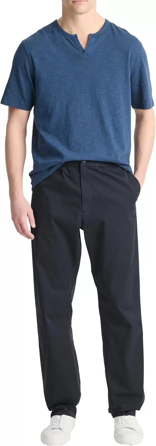 imageVince Mens Slub Split Neck Short SleeveMidnight Sky