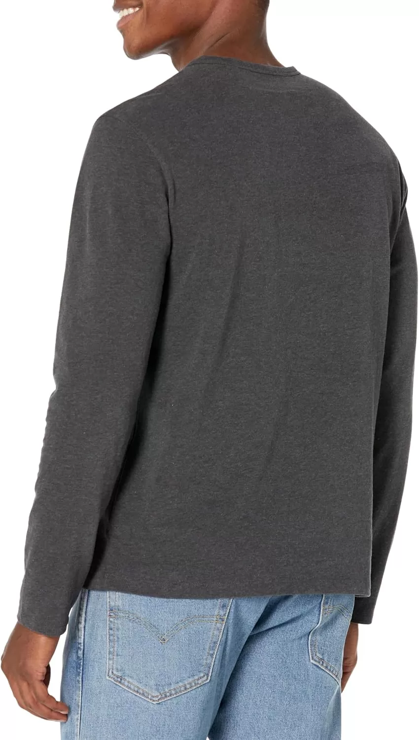imageVince Mens Sueded Jersey LS HenleyH Charcoal