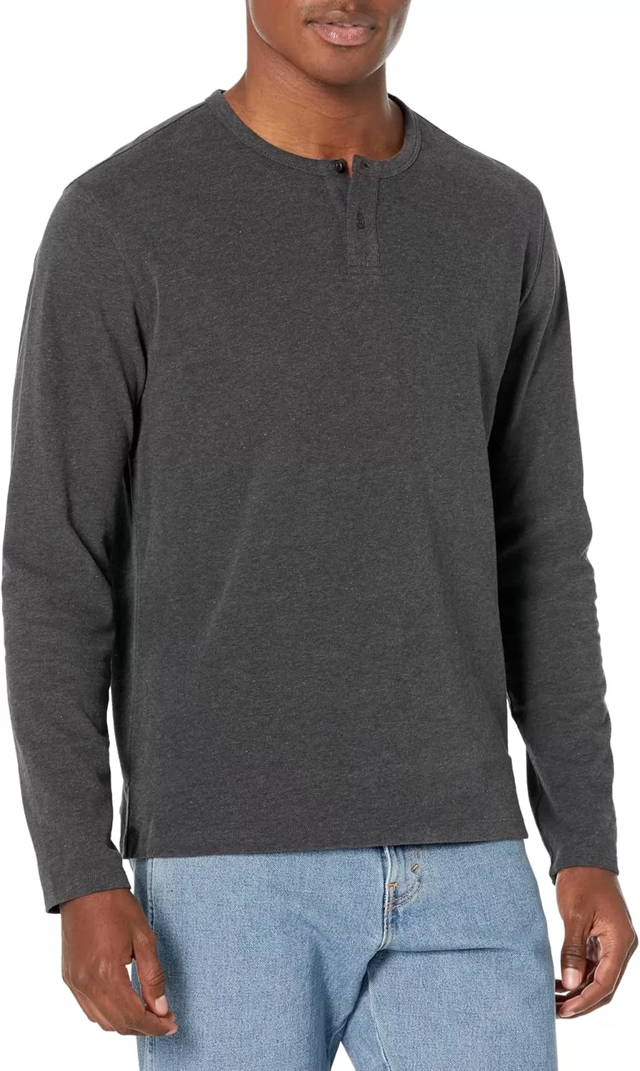 imageVince Mens Sueded Jersey LS HenleyH Charcoal