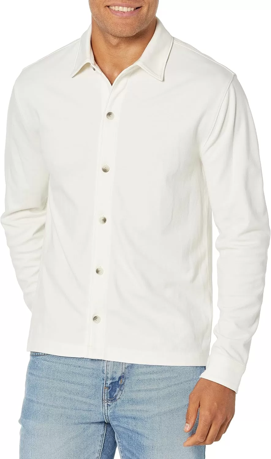 imageVince Mens Twill Knit Button Down ShirtBone