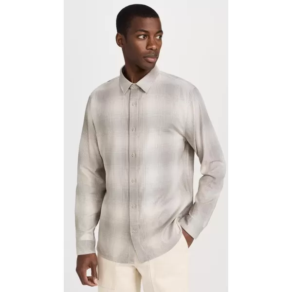 imageVince Mens Forest Shadow Plaid ShirtStone BeachDune Grey