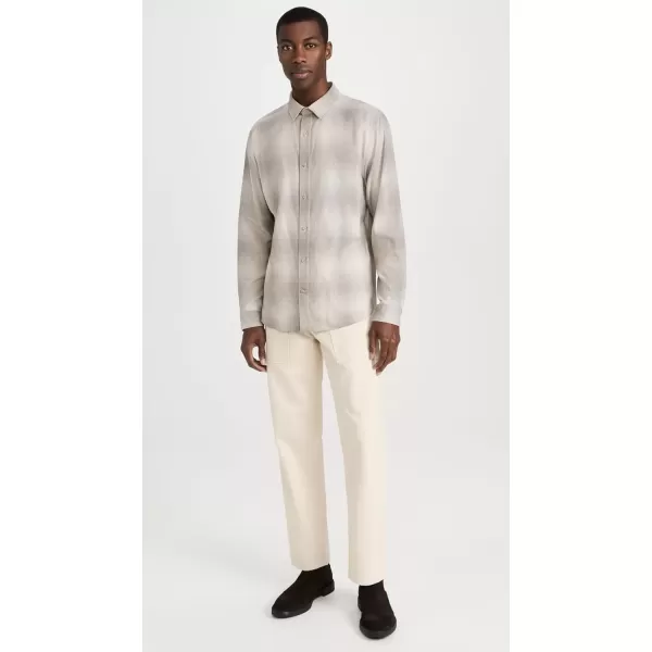 imageVince Mens Forest Shadow Plaid ShirtStone BeachDune Grey