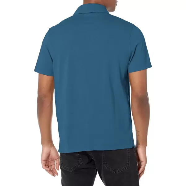 imageVince Mens Garment Dye Short Sleeve PoloWashed Brisk Blue