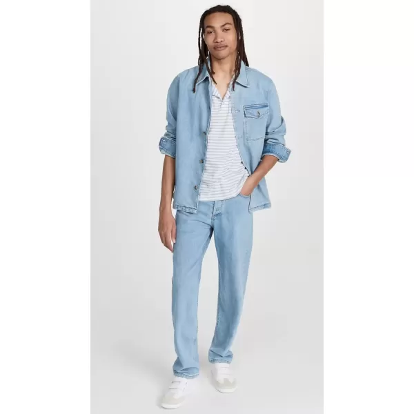 imageVince Mens NEP Stripe Henley TeeChalk BlueOff White