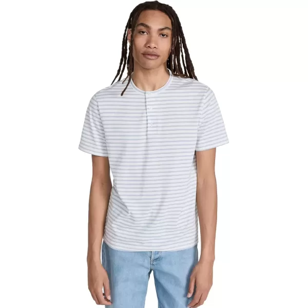 imageVince Mens NEP Stripe Henley TeeChalk BlueOff White