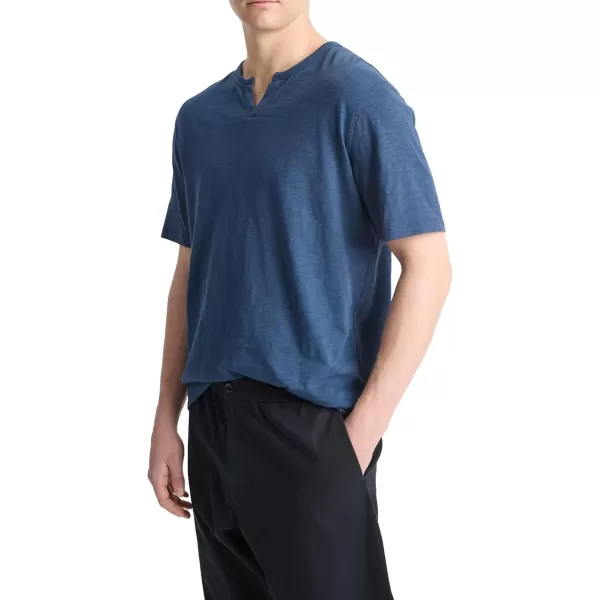 imageVince Mens Slub Split Neck Short SleeveMidnight Sky