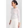 imageVince Womens Fine Lace 34 Sleeve Crew Neck TopOptic White