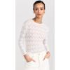 imageVince Womens Fine Lace 34 Sleeve Crew Neck TopOptic White