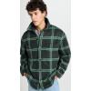 imageVince Mens Windowpane Sherpa Shirt JacketMidnight ForestMineral Green