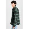 imageVince Mens Windowpane Sherpa Shirt JacketMidnight ForestMineral Green