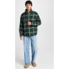 imageVince Mens Windowpane Sherpa Shirt JacketMidnight ForestMineral Green