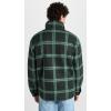 imageVince Mens Windowpane Sherpa Shirt JacketMidnight ForestMineral Green