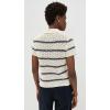 imageVince Womens Macrame Stripe Henley TeeOff White Combo