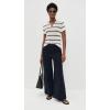imageVince Womens Macrame Stripe Henley TeeOff White Combo