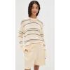 imageVince Womens Variegated Stripe Crew NeckOat ShellNavy