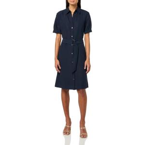 imageVince Womens Cuffed SS Belted Shirt DressCoastal