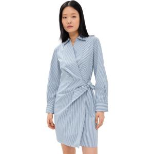 imageVince Womens Furrow Stripe Wrap DressBlueOff White