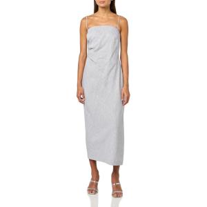 imageVince Womens Ticking Stripe Drape Front Strapless DressIris SlateOff White