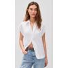 imageVince Womens Cap Sleeve Button Down BlouseOptic White