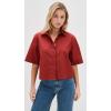 imageVince Womens Short Sleeve Cropped ShirtBrick Rose