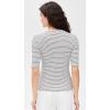 imageVince Womens Striped Elbow Sleeve Crew TeeOff White Combo