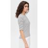 imageVince Womens Striped Elbow Sleeve Crew TeeOff White Combo
