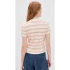 imageVince Womens Striped Short Sleeve Crew TopOat Shell Combo