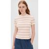 imageVince Womens Striped Short Sleeve Crew TopOat Shell Combo
