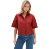 imageVince Womens Short Sleeve Cropped ShirtBrick Rose